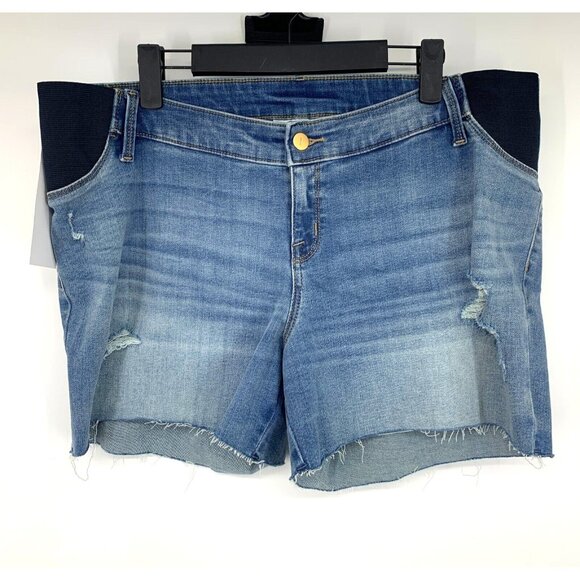 Isabel Maternity Shorts Under Belly Midi Blue Jean Denim Stretch - Picture 2 of 12